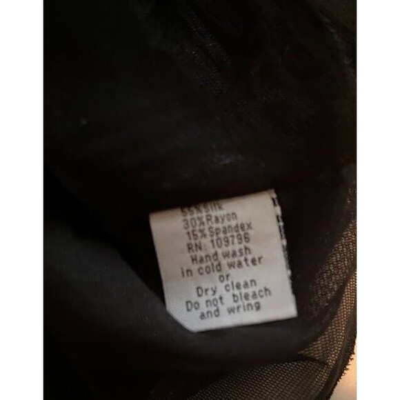 Vintage Blouse M Black Silk Blend Beaded Embellished Holiday Evening Party Top - Picture 10 of 10